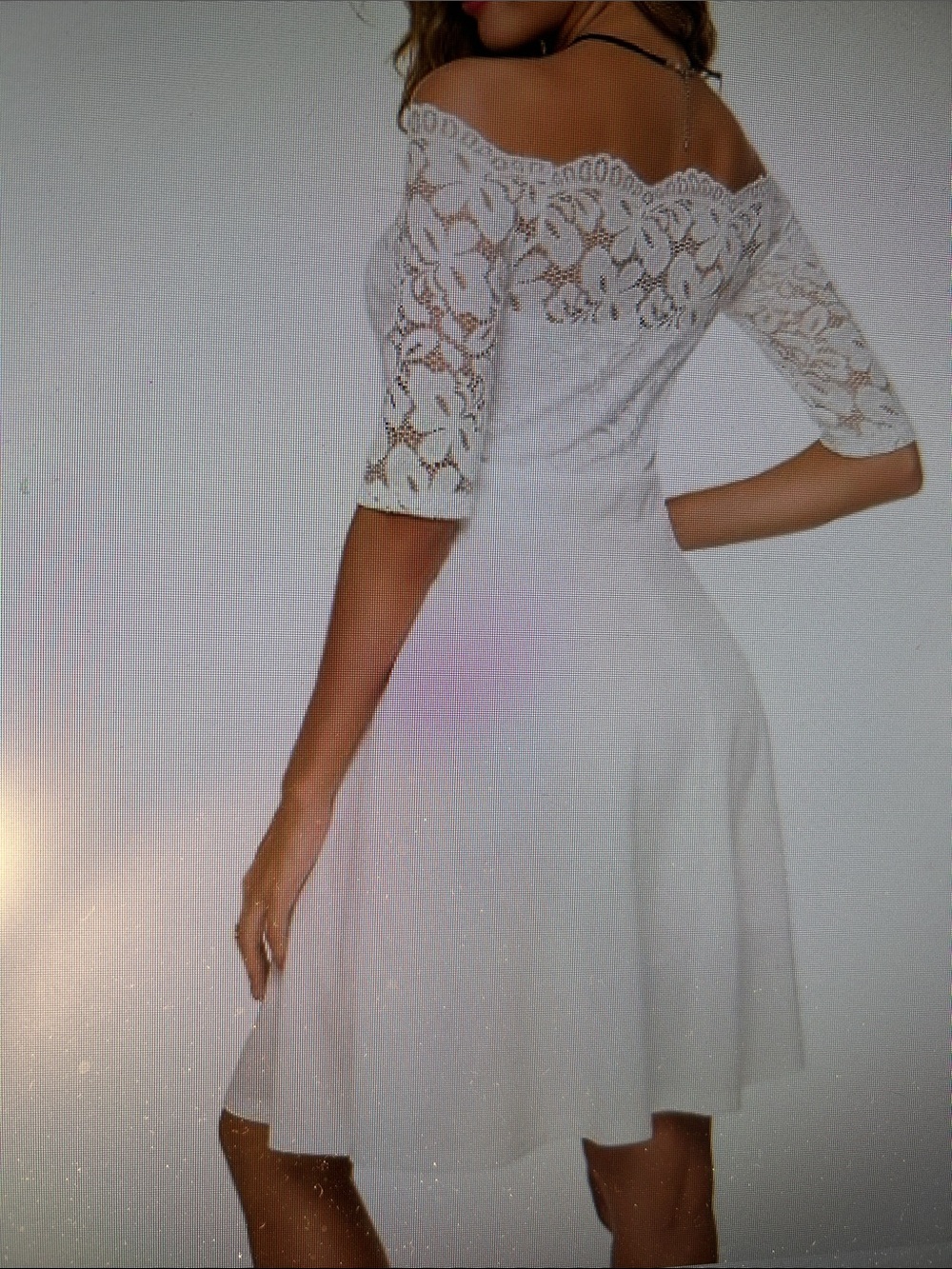 Vintage Lace off shoulder elegant swing dress just above the knee